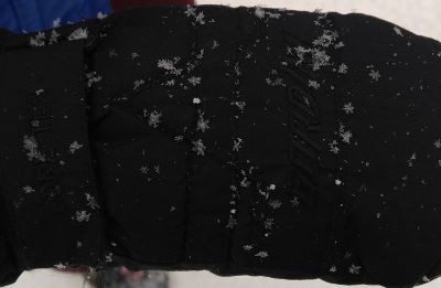 Winter in camden, me; snowflake on mitten