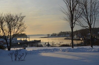 Witner in Camden; view of harbor from Library